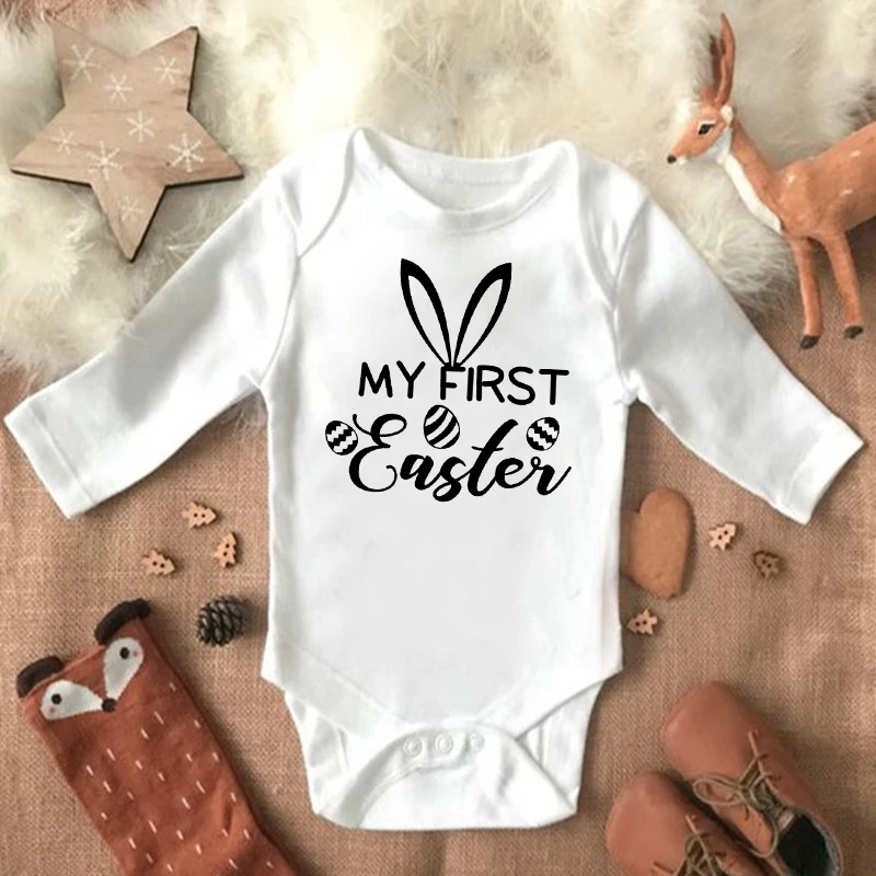 My 1st Easter Newborn Baby Spring Summer Rompers Infant Body Long Sleeve Rabbit Jumpsuit Easter Outfits Toddler Boy Girl Clothes