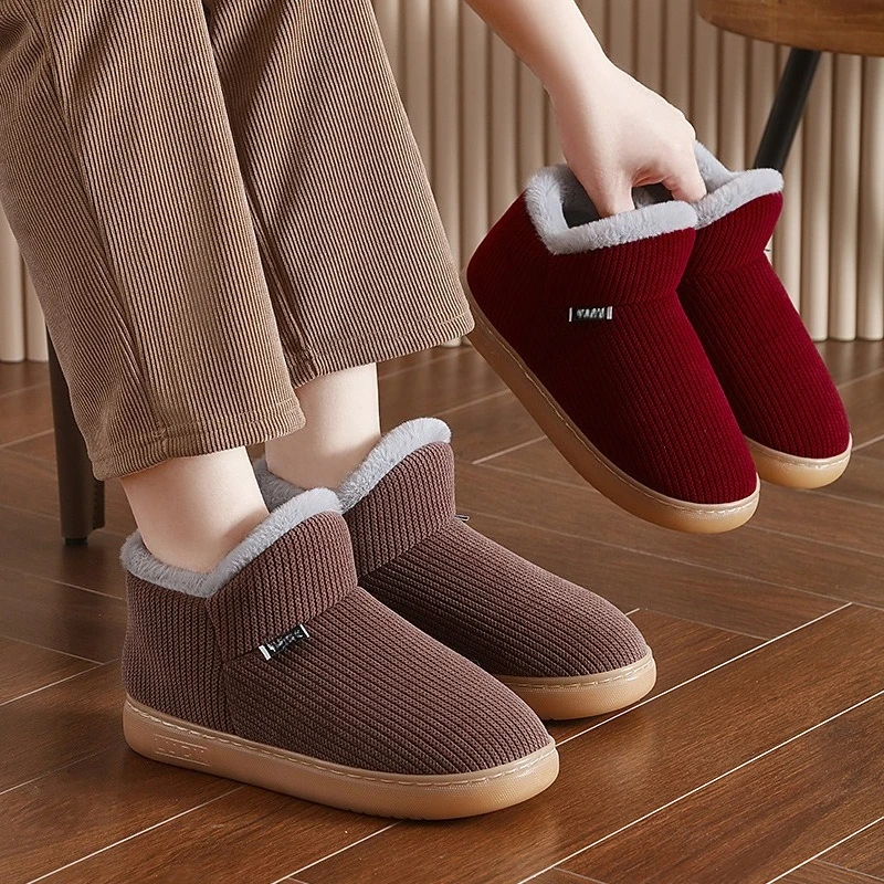 الرجال والنساء شتاء دافئ نعال من القطن أفخم داخل لينة سميكة وحيد أحذية منزلية عدم الانزلاق مريحة المنزل الأحذية الموسم البارد #2