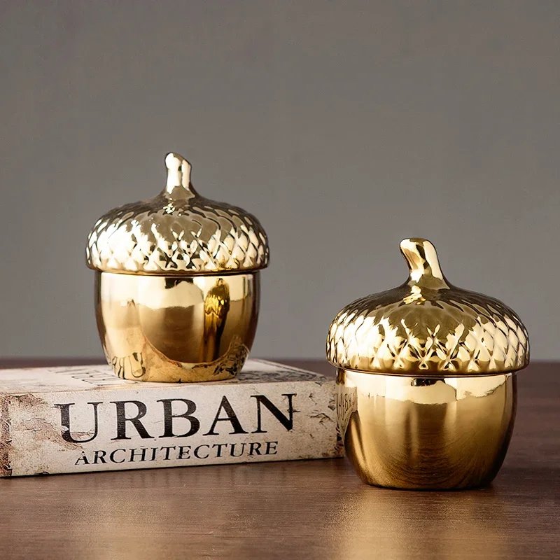 1 Piece of Nordic Style Ceramic Pine Cone Seasoning Jar Storage Jar Candy and Snack Storage Home Decoration Storage