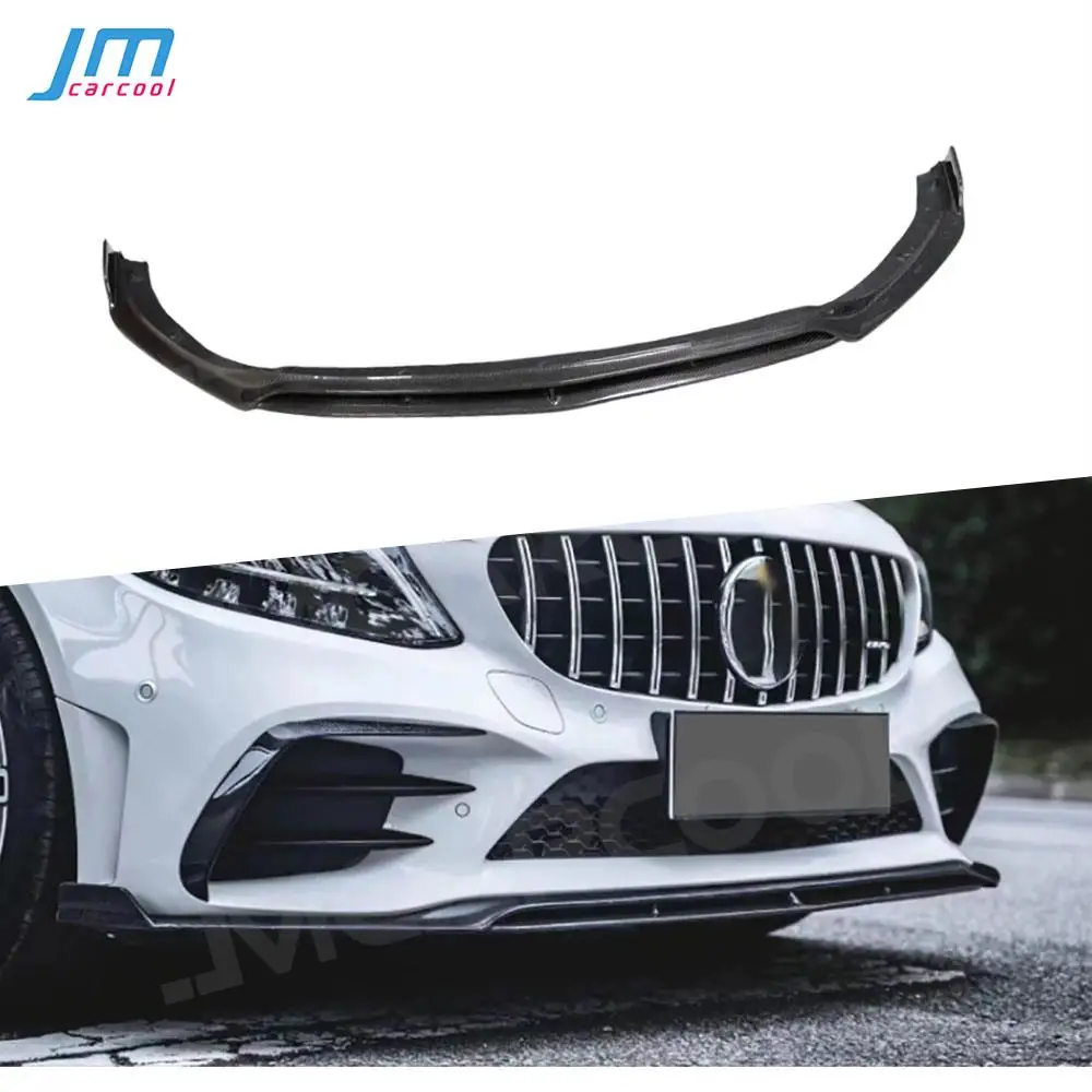 Front Bumper Lip Spoiler for Mercedes Benz C Class W205 C43 Sport 2019-2021 Front Chin Lip Cover BodyKit Carbon Fiber