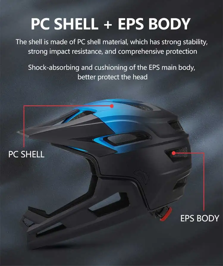 Eastinear's neuer Fahrrad-Mountainbike-Helm für Erwachsene, volles Gesicht, abnehmbarer einteiliger Motorrad-Schutzhelm, Kopfschutz – Detail 3