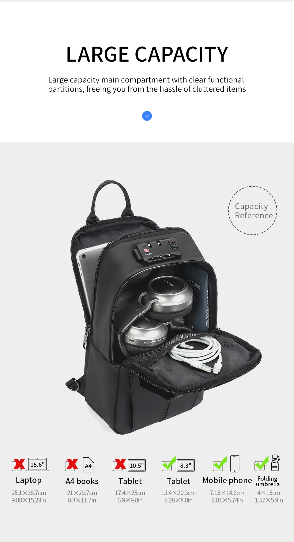 Tigernu Brusttasche für Herren, 9,7 Zoll, IPad-Tasche, koreanischer Stil, Umhängetasche, wasserdichte Umhängetasche, Anti-Diebstahl-Tasche für Herren, TSA – Detail 9