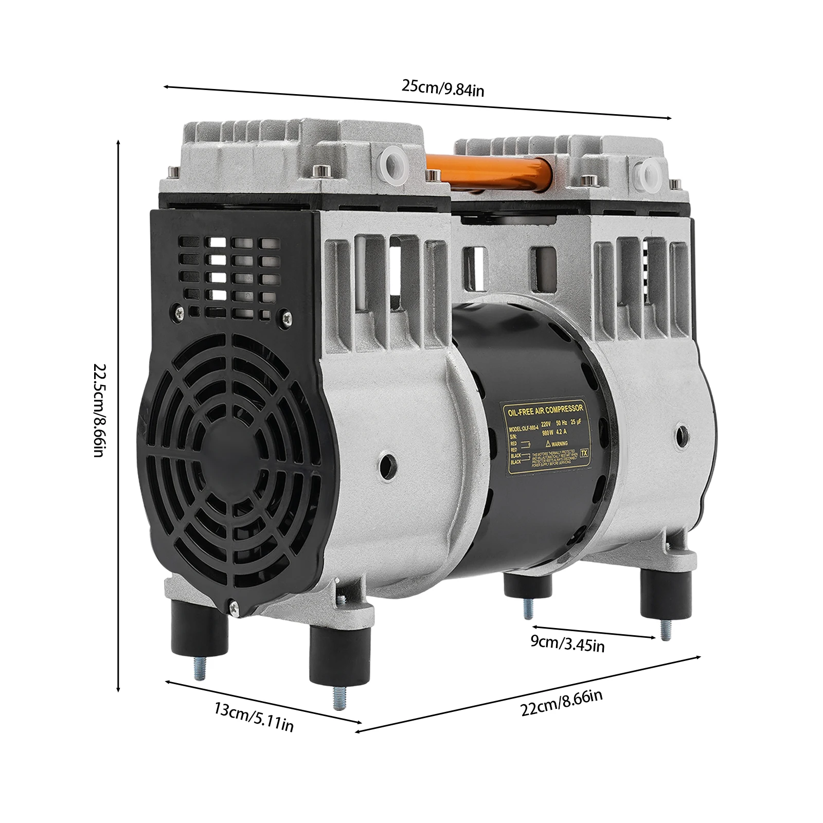 Luftkompressor-Pumpenkopf 980W/1500W Reinkupfermotor 220V 140L/Min Pumpenkopf mit Schalldämpfern für Industrie- und Heimgebrauch – Detail 8