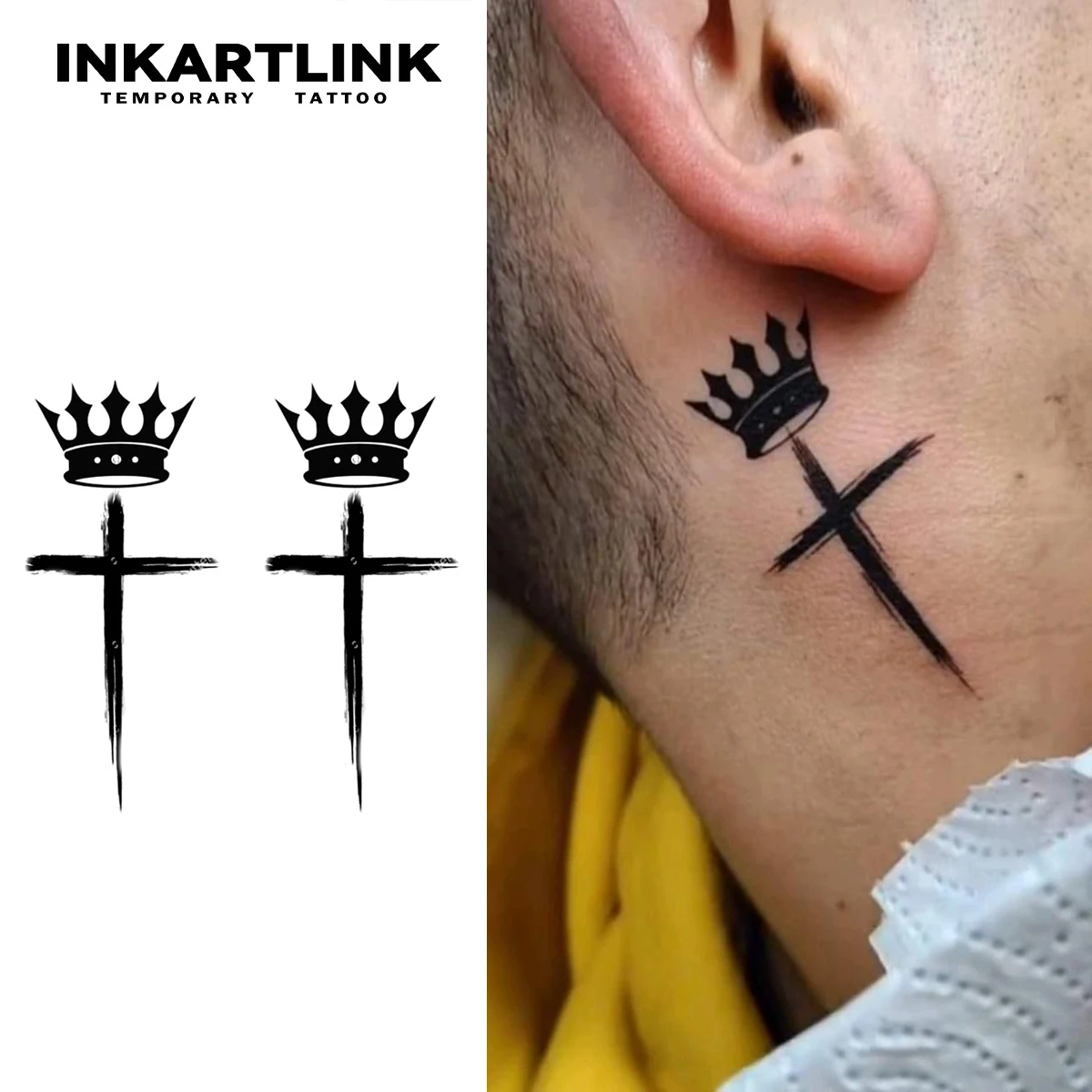 Crown  Temporary Tattoo,Lasts To 15 Days New Technology Magic Waterproof Semi Permanent Sticker.