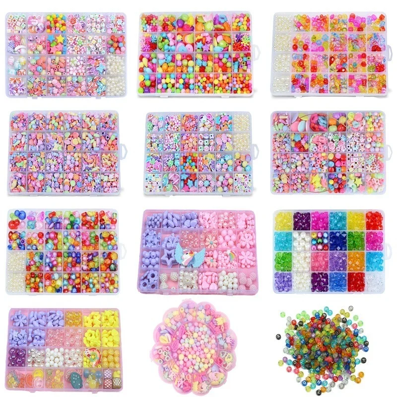 DIY Handmade Beaded Children's Toys Creative Loose Spacer Beads Making Bracelet Necklace 24 Grid Girl Jewelry Set Girl Toy Gift