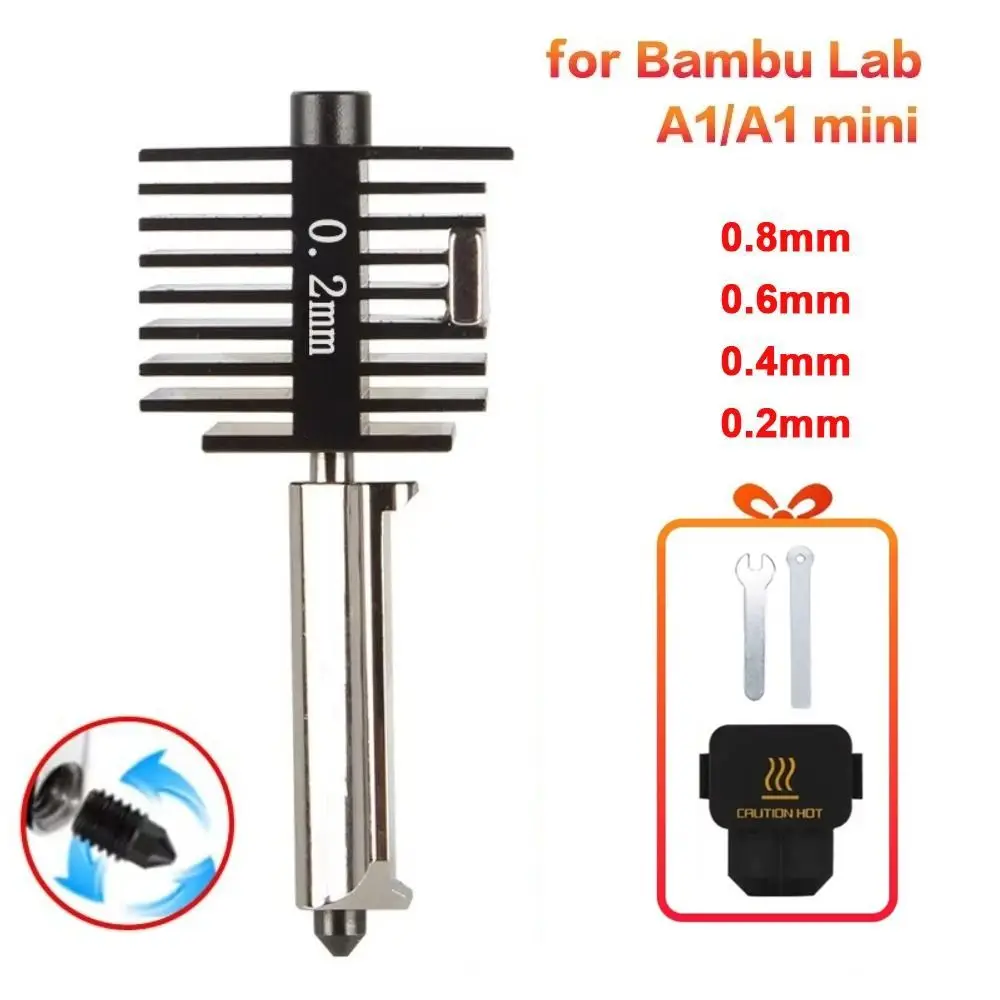 

0.2mm 0.4mm 0.6mm 0.8mm Hot End Print Head Detachable High-precision Printing Hardened Steel Nozzle for Bambu Lab A1/A1 mini