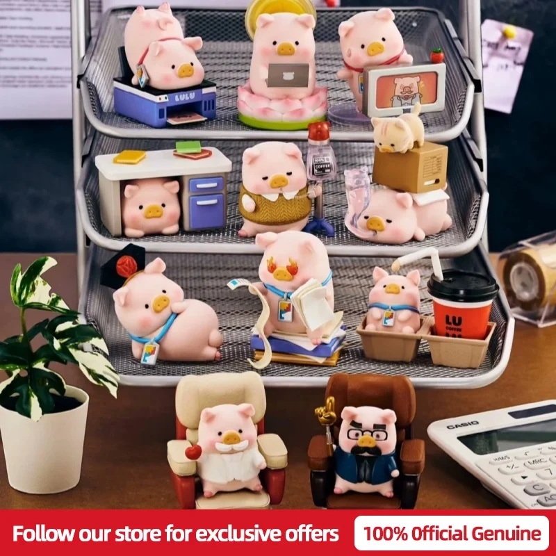 Neuerscheinung: LuLu Das Schweinchen - Büro-Tagesserie Blind Box, Niedliches Beflocktes Plüsch-Sammelfigürchen, Schreibtisch-Deko & Kindergeschenk
