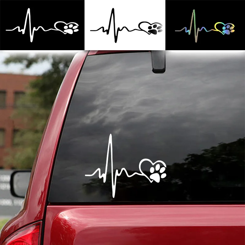 

Car Sticker for Heartbeat Liveline Love Dog Paw Pet Theme Window Glass Vinyl Decal Car Decoration Auto Accessories 13cm*10cm