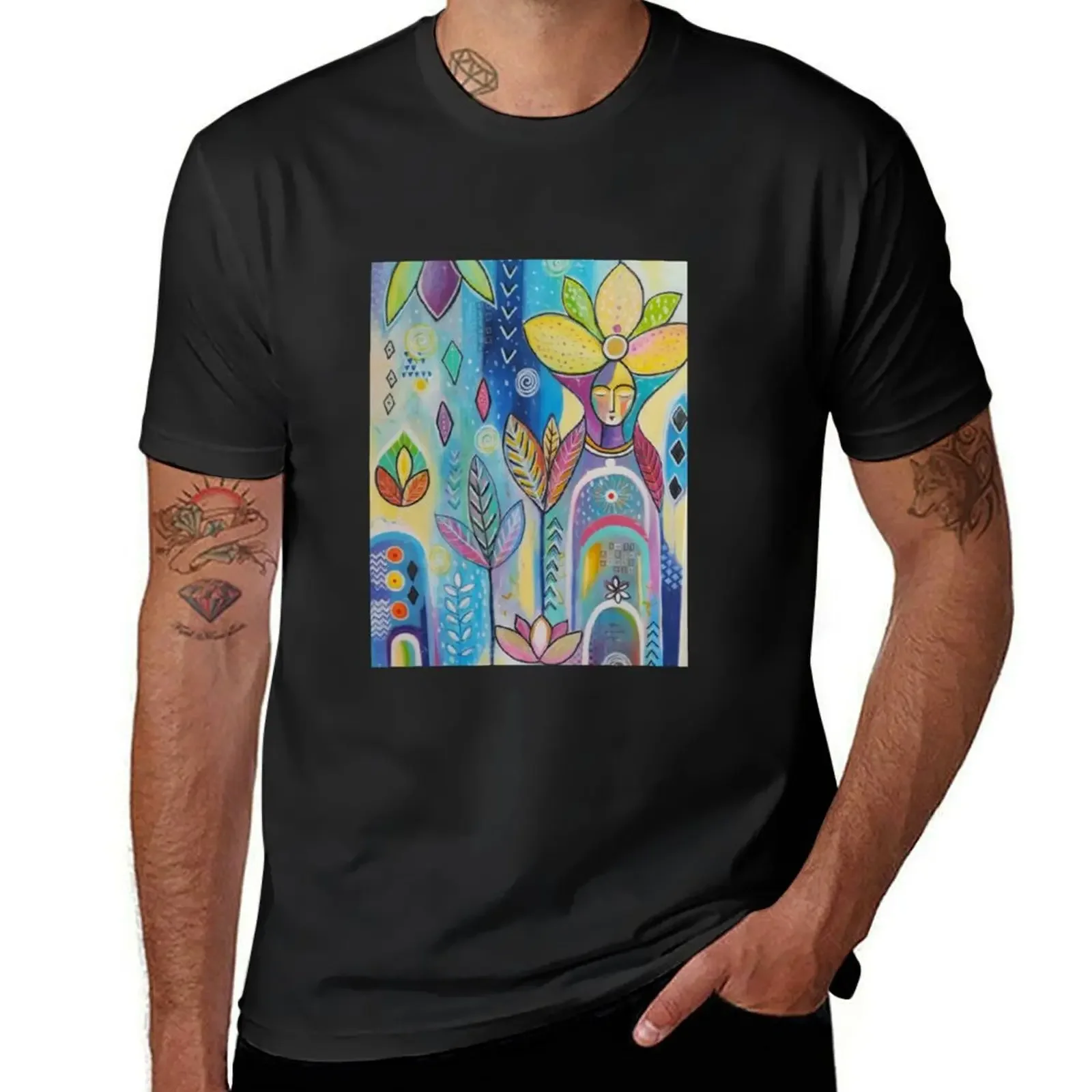 Peaceful Dream Colourful Face Mask and Products by Joy Fahey T-Shirt custom shirt tops mens champion t shirts