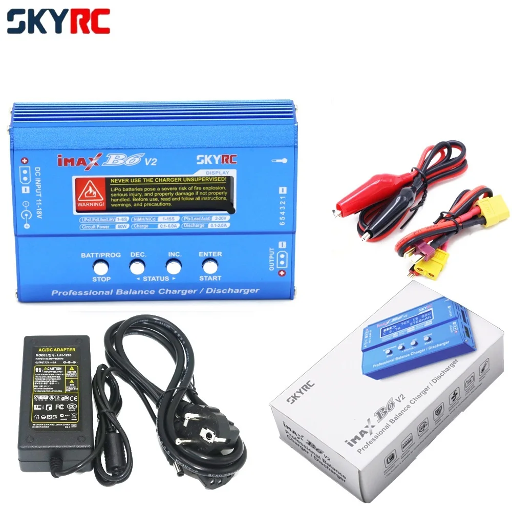 Original SKYRC IMAX B6V2 charger for Digital RC Lipo NiMh Battery Balance Charger with AC DC 60W Adapter tempreture senor jst