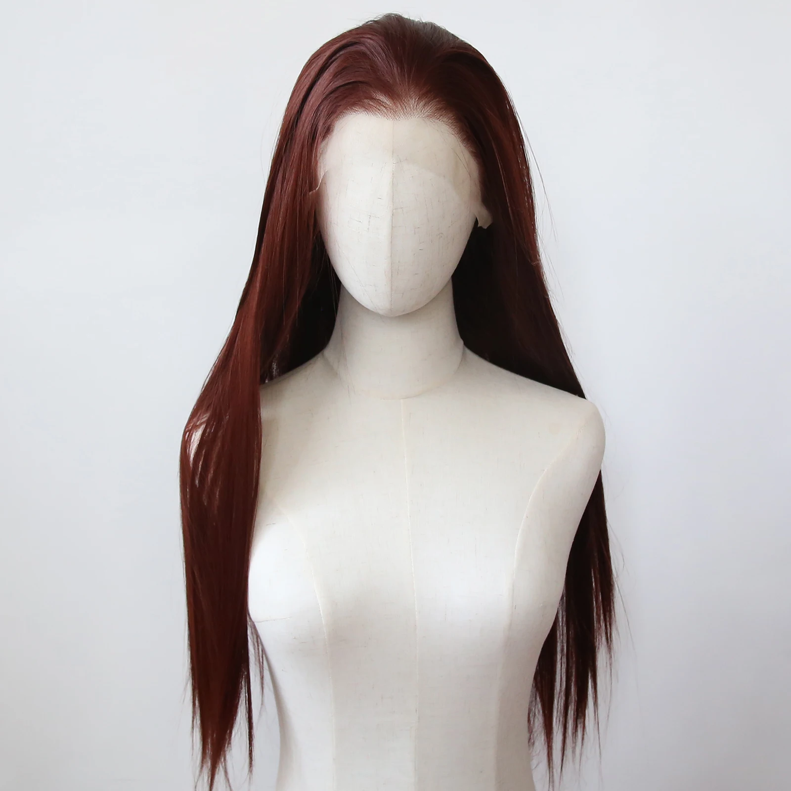 Reddish Brown Wig 13x4 Synthetic Lace Front Wig Long Straight Lace Front Synthetic Wig Pre Plucked Heat Resistant Fiber Hair