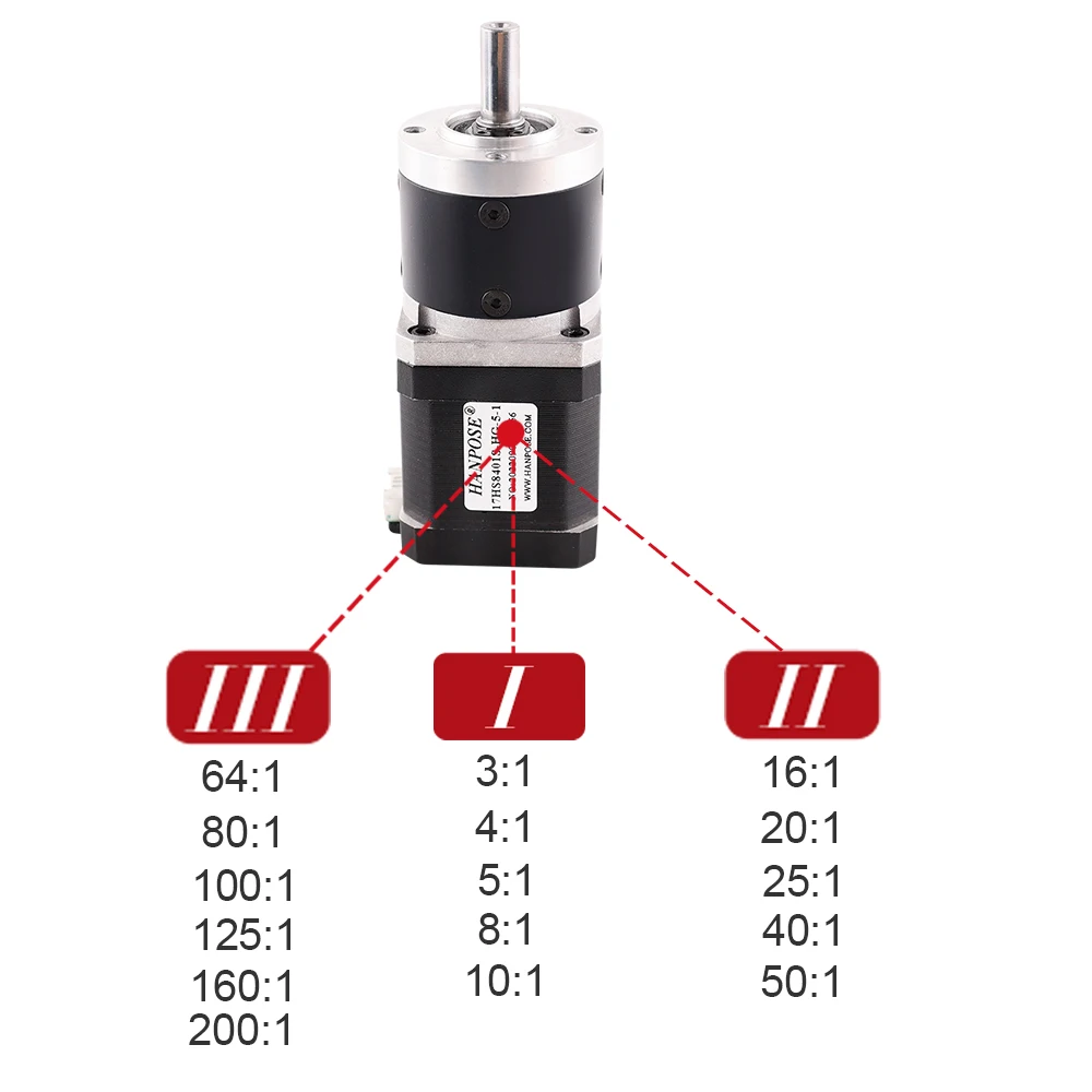 1.8A 52N.CM Gear Stepper Motor 1.8 Degrees 17HS8401S-HG Reduction Ratio 5-1 16-1 80-1 High Precision Gear Motor Planetary Motor