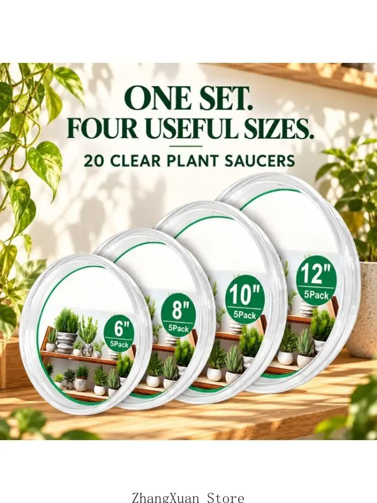 20pcs Clear Raised-Edge Plant Trays for Potted Flowers and Nursery Pots 3XUF