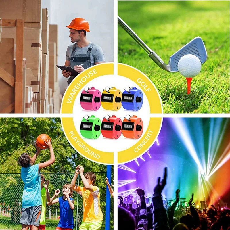 12PCS Hand Counter 4 Digit Mechanical Palm Click Counter Assorted Color Hand Hold Counter Clicker With Metal Finger Ring