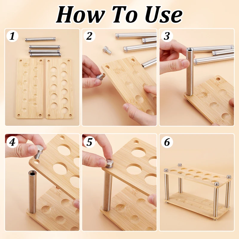 1 Set Bamboo Test Tube Rack  Lab Test Tube Holder for Test Tubes Lab Test Tube Rack for Scientific Experiments Wood Spice Rack