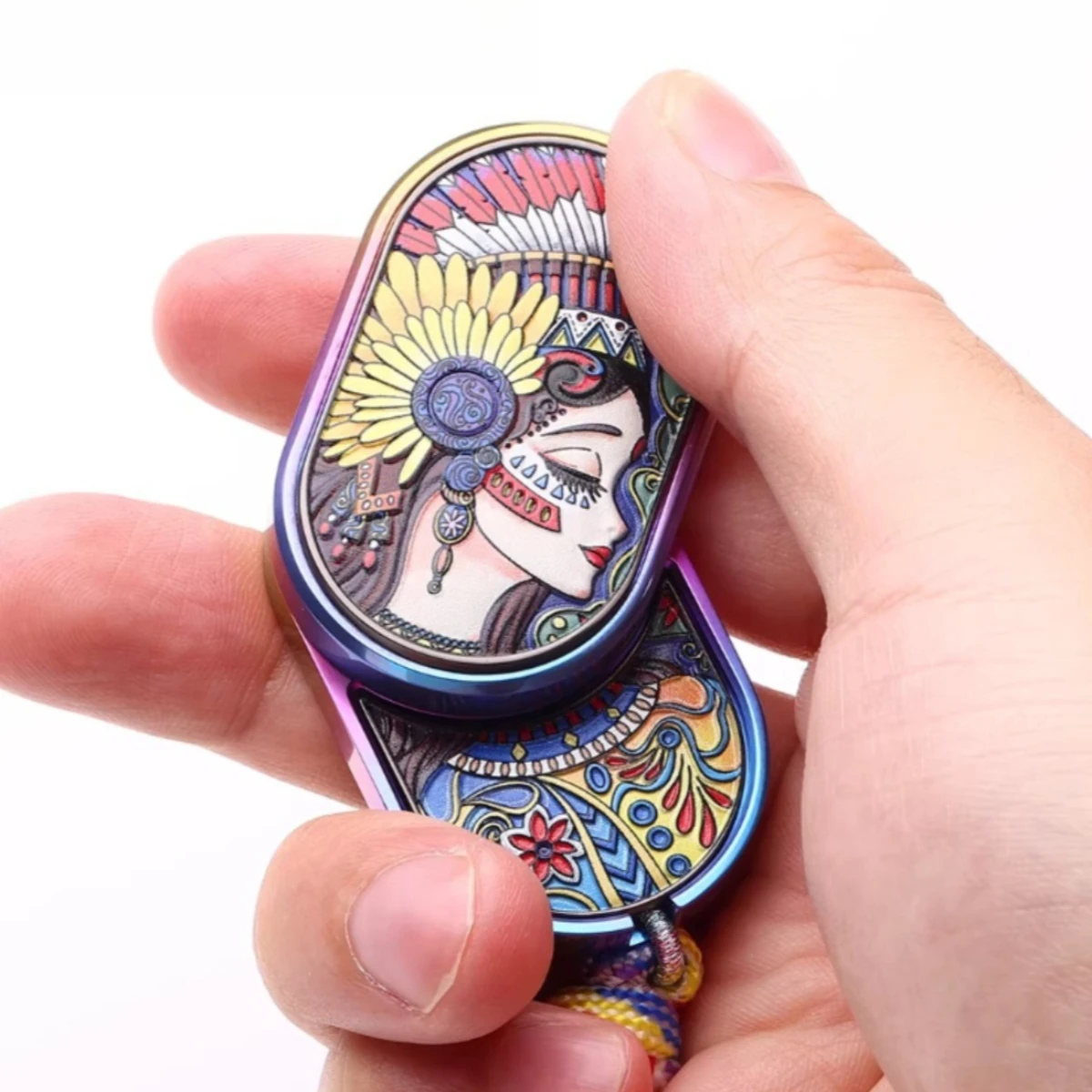 Titanium Alloy Metal Fidget Magnetic Push Card Plate Rotating Ratchet Wheel Mechanical Slider EDC Stress Relief Sensory Toy