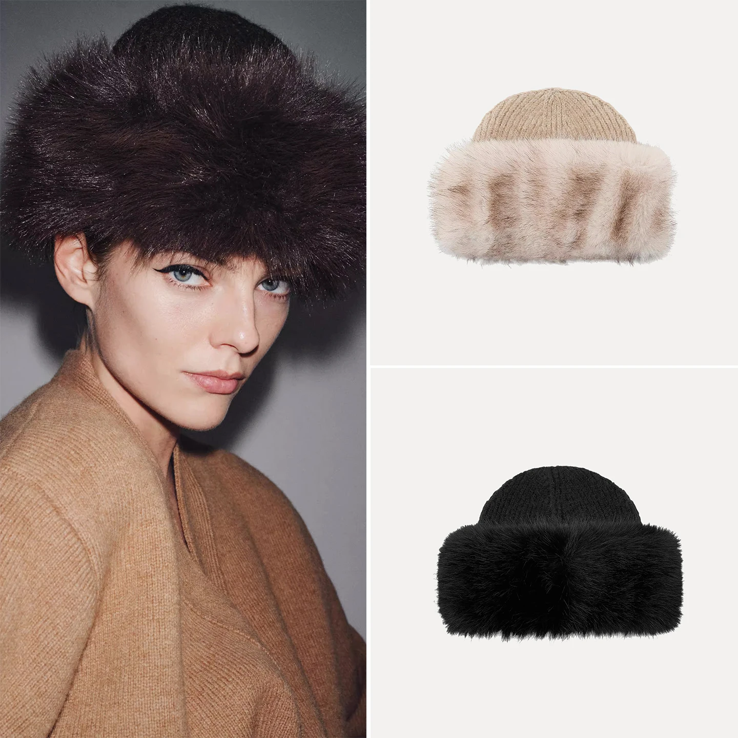 

Женская вязаная шапка с эффектом искусственного меха без козырька, круглая, осенняя, бренд Z, китайский производитель