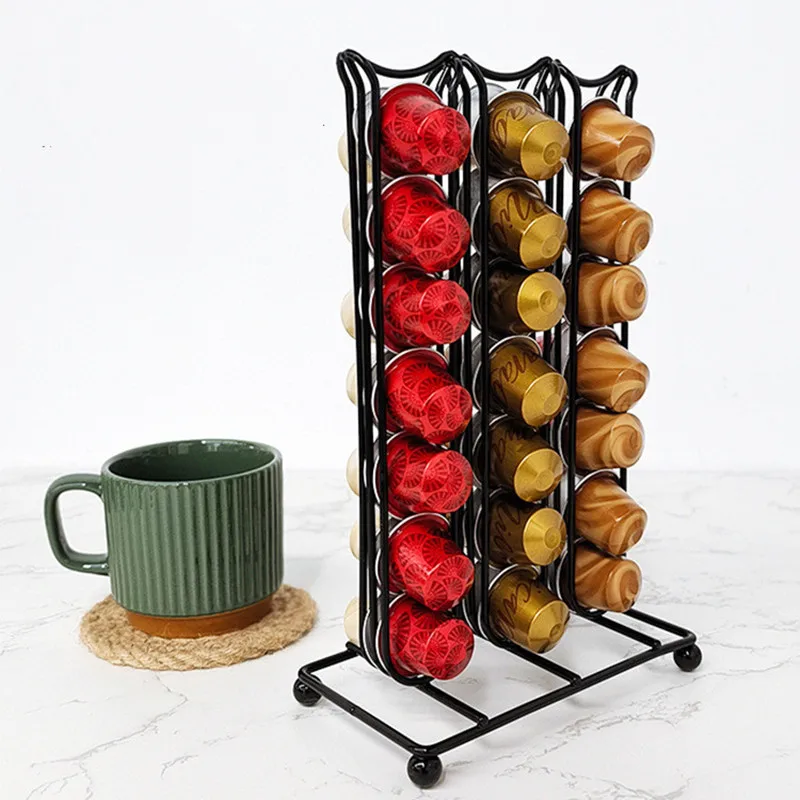 

Black Nespresso Coffee Capsule Pod Holder Rack Display Organize Tower Stand Dispensing Home Office Kitchen Storage Organizer