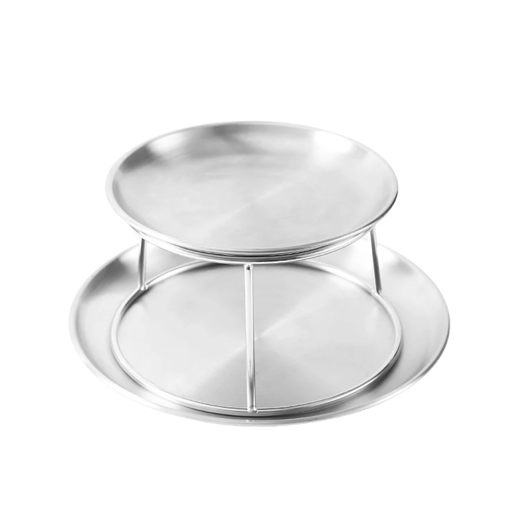 

Seafood Plate Set Double Stainless Steel Snack Plate Afternoon Tea Cake