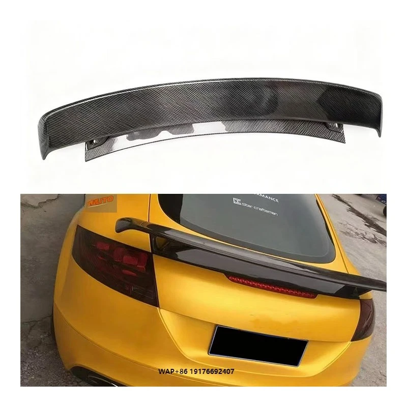 

New 08-14 forAudi TT Double Layered Carbon Fiber Exhaust Bolt-On Tail Wing Car Bumper Accessory