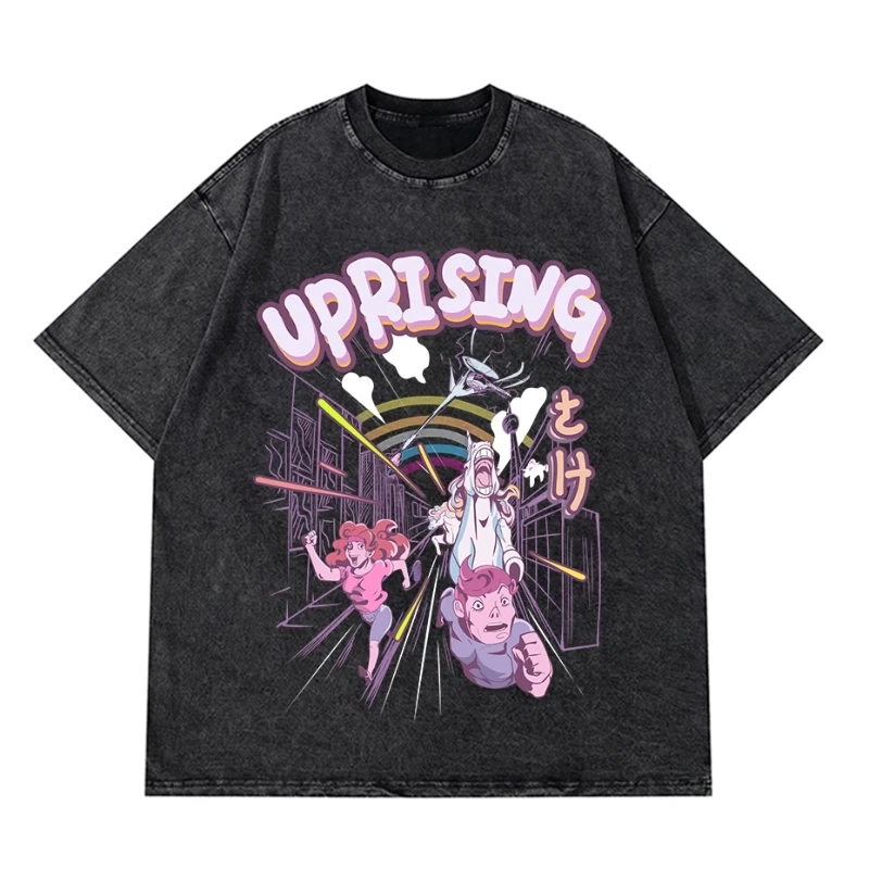 Printed T Shirt Men Retro Washed 100_ Cotton Tops Tees Harajuku Tshirt 2023 Streetwear Hip Hop Male T-shirts T Shirt