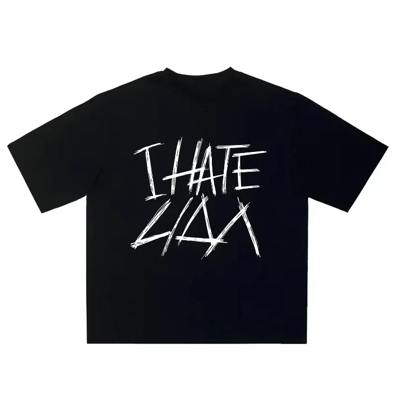الهيب هوب الشارع الشهير المتضخم الرجال الملابس قصيرة الأكمام أنا أكره ليدا الجرافيك طباعة Y2k القمم المحملة Harajuku القوطي الكورية النساء التي شيرت #1