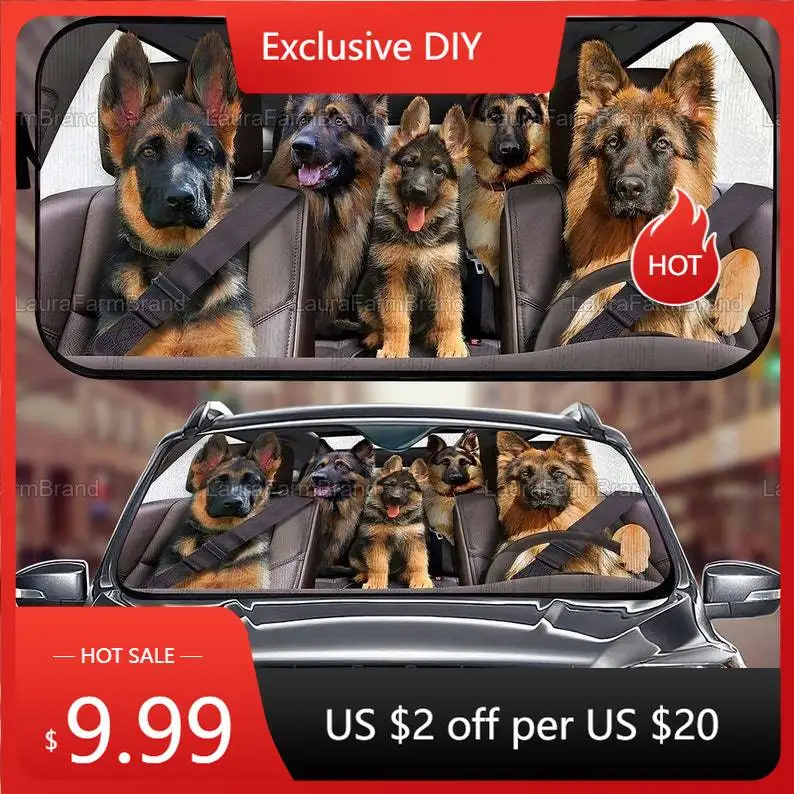 

German Shepherd Car SunShade, Shepherd Lover German Shepherd Sunshade, Car Accessories, Gift For Father PHT192107A98