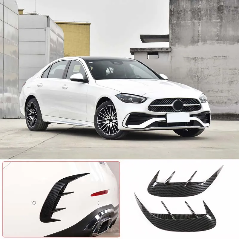 Car Accessories Rear Bumper Lip Spoiler Side Air Vent Outlet Cover Trim For Mercedes-Benz C-Class W206 2022 ABS Carbon Fiber