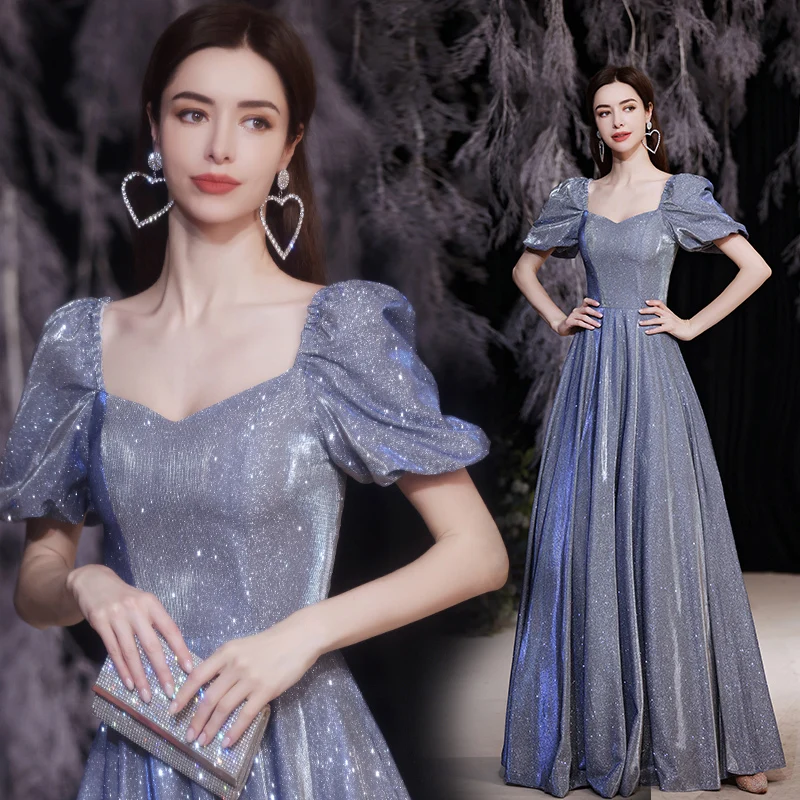 Elegant Bling Evening Party Dress Celebrity Banquet Dress Bling Sequins Vestidos De Festa Vintage Women Chinese Dress Maxi Dress