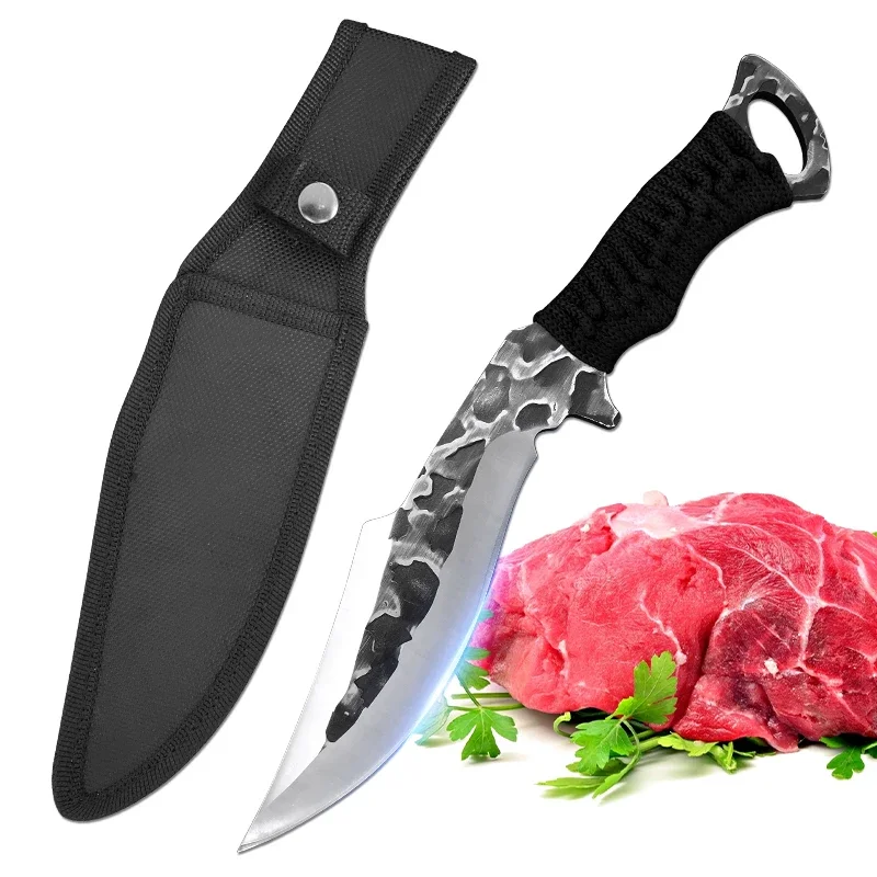 Hand Forged Blade Butcher Boning Knife Slicing Fruit Fish Filleting Knife Cleaver Meat Chop Vegetable Kitchen Knives Chef Tools