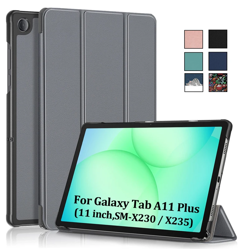 For Samsung Tab A11 Plus Tablet Case 11 inch Trifold Magnetic Leather Hard Smart Cover For Funda Galaxy Tab A11 Plus Case X230