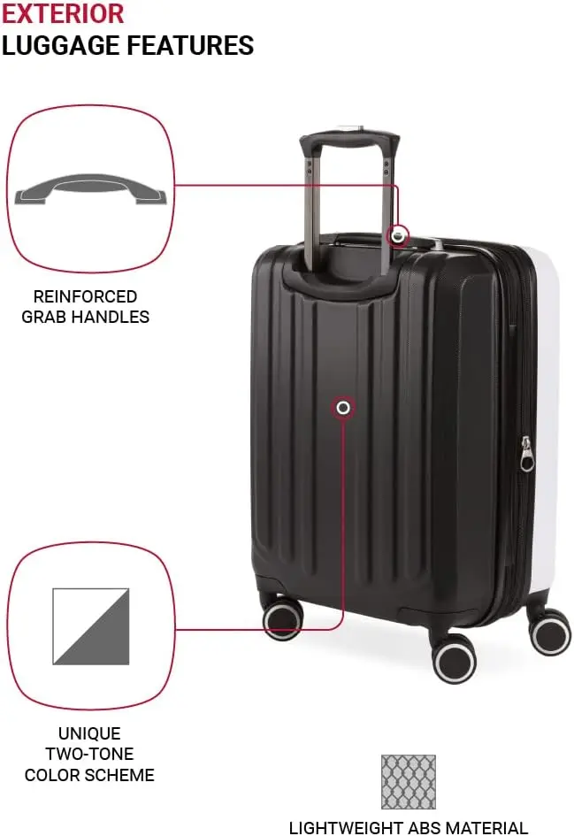Duet Expandable Luggage, Hard Shell Carry-On Luggage with Spinner Wheels