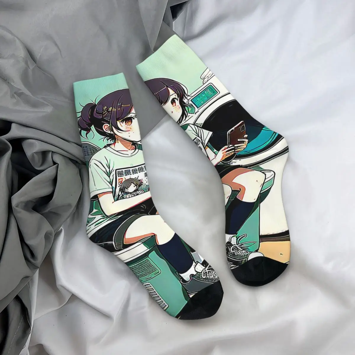 

Носки на все случаи жизни с рисунком девочки и стиральной машины, повседневные длинные носки для мужчин и женщин, подарки на День святого Валентина