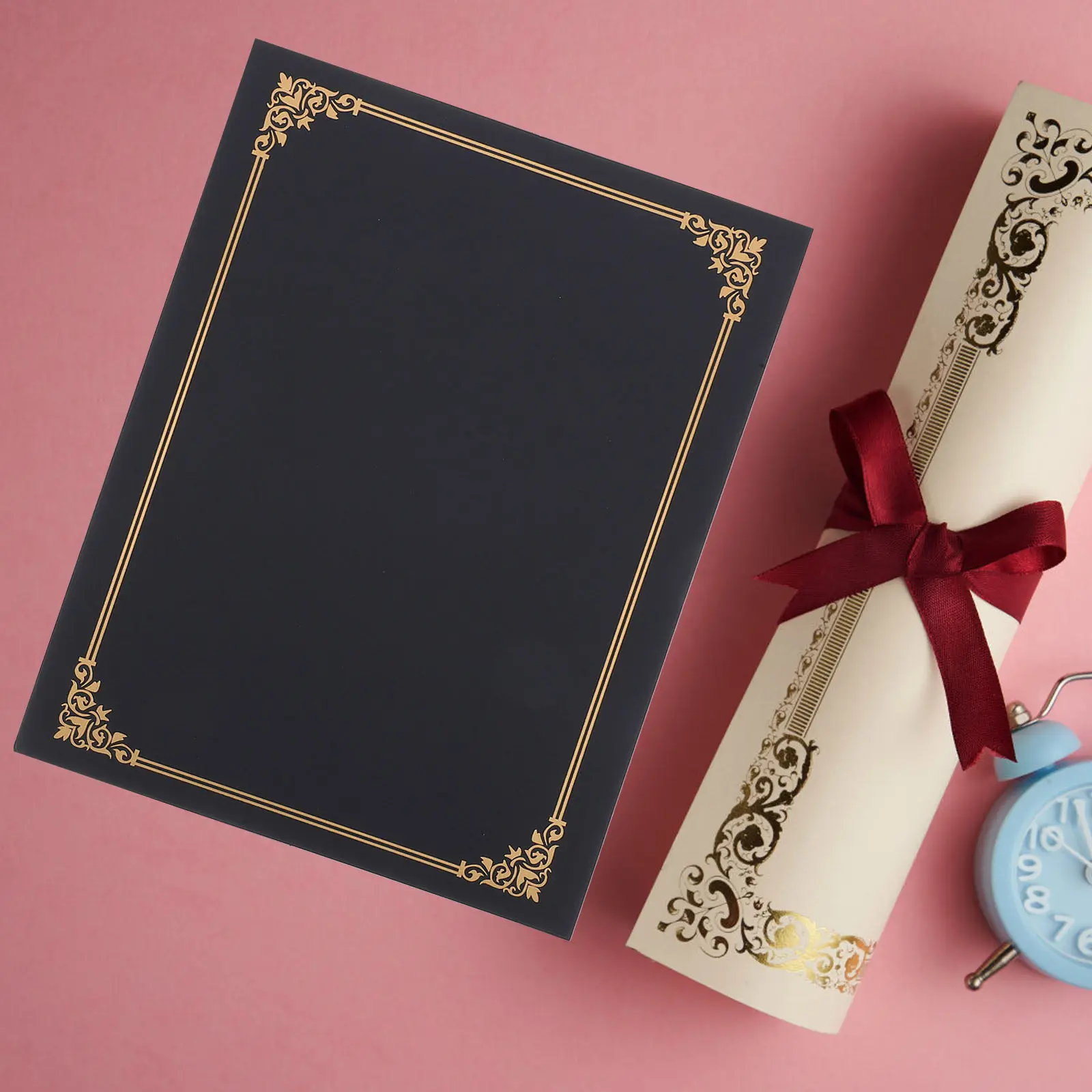 5Sets Certificate Folders Gold Foil Border Stylish Diploma Covers Protective Document Holder for Graduation Awards Commendation