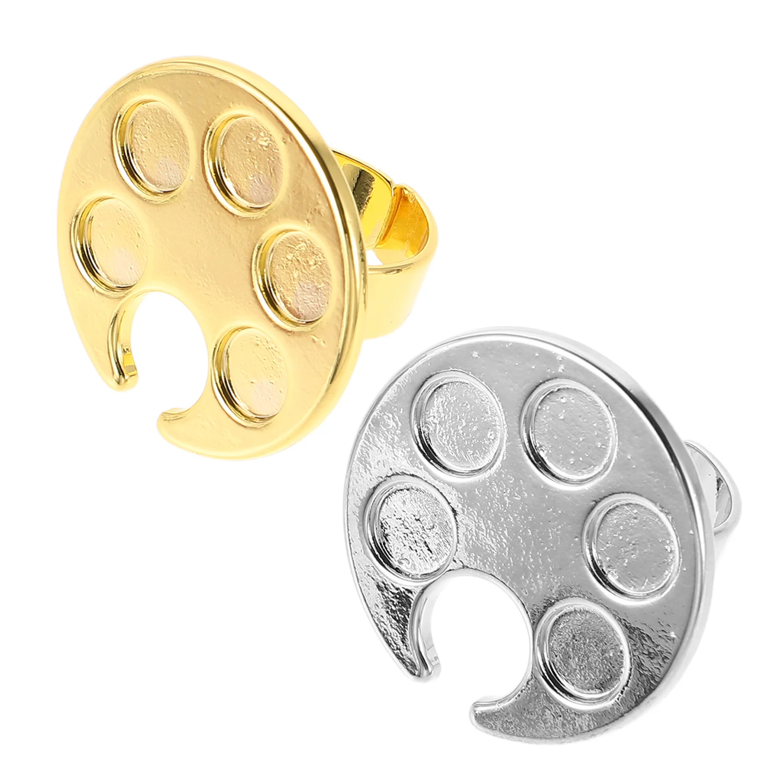 

2Pcs Nail Palette Ring Mini Manicure Mixing Tray Lightweight Finger Wearable for Color Blending Nail Art Design Comfortable Edge