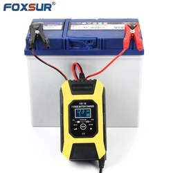 FOXSUR 7A 12V Lead Acid Battery Charger, 7-Stage Smart Battery Charger, Car Motorcycle Pulse Repair Charger