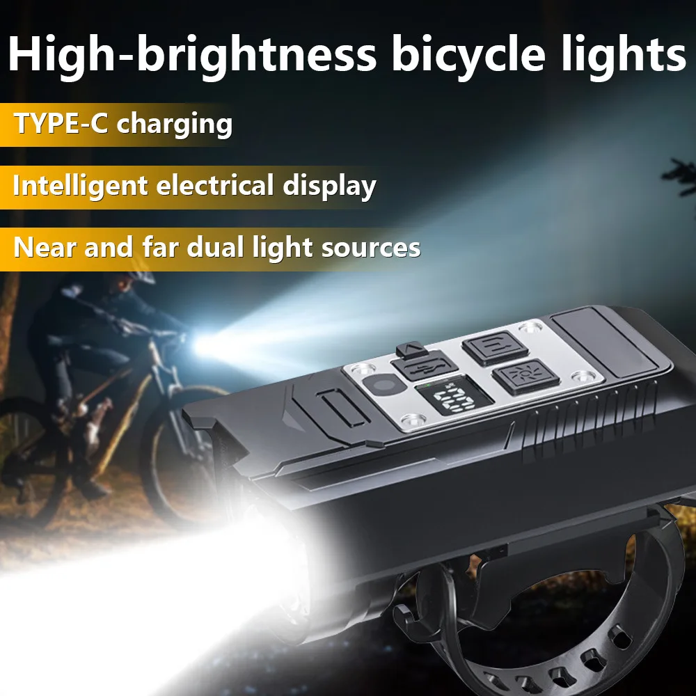 High Brightness Night Riding Light 9LED Strong Light Flashlight Riding Equipment Type-C Charging Outdoor Lantern for Bicycle