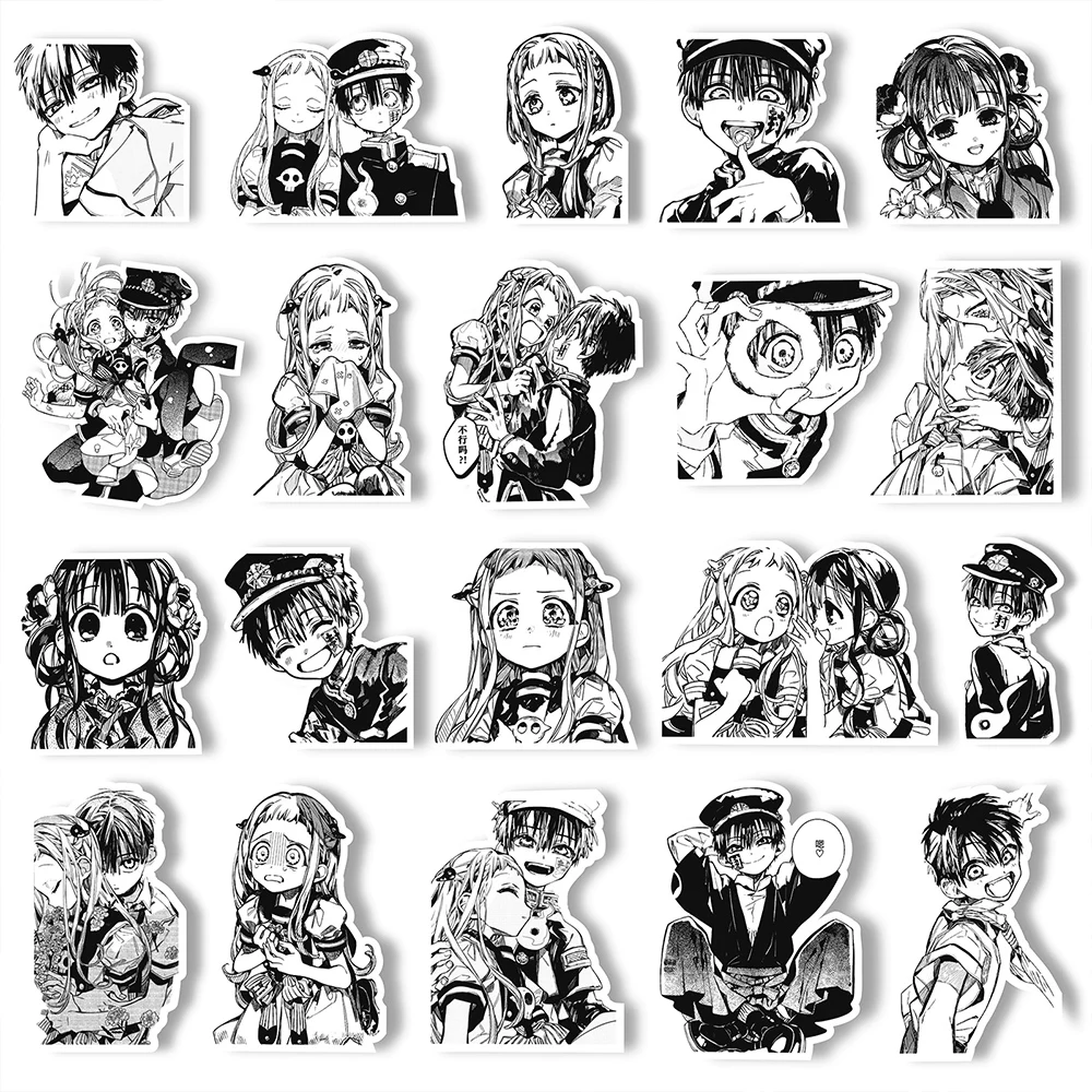 10/30/67pcs Anime Toilet-bound Hanako-kun Stickers Cool Black and White Graffiti Decal DIY Phone Luggage Laptop Sticker Kids Toy