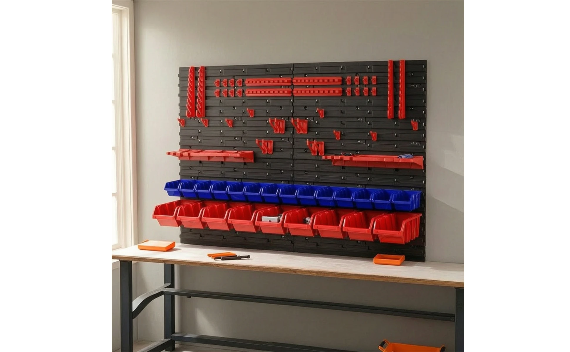 Pegboard Organizer with Bins Modular Tool Organizer Board Wall-Mounted Storage Rack with Bins Customizable for DIYers, Workshop