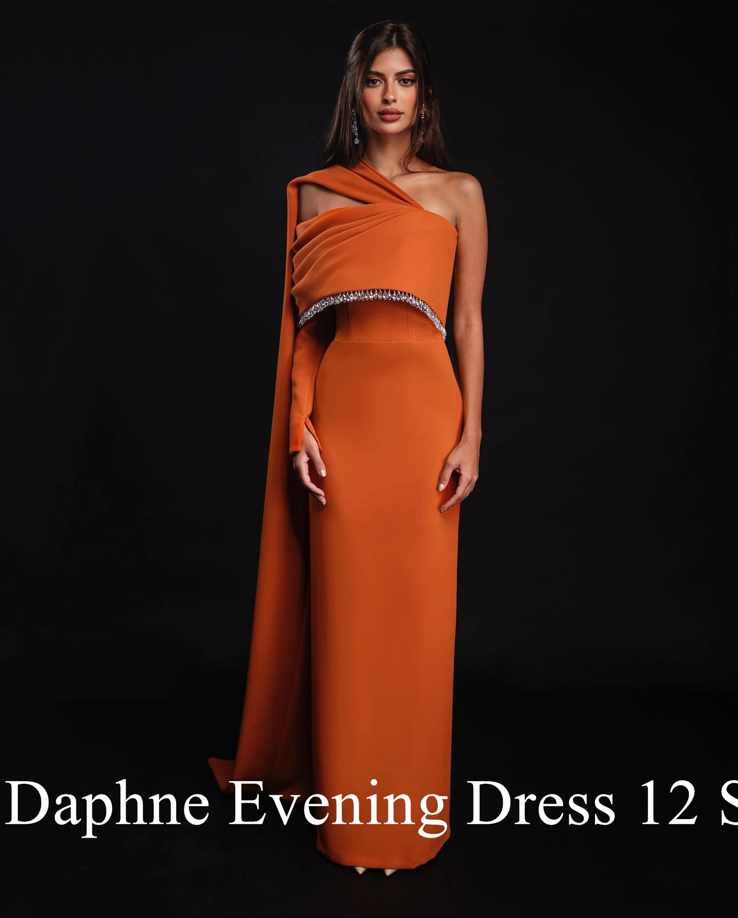 Customized Graceful Off the Shoulder Short Sleeves Watteau Train Crystal Evening Dress Exquisite Back Slit Vestido De Festa