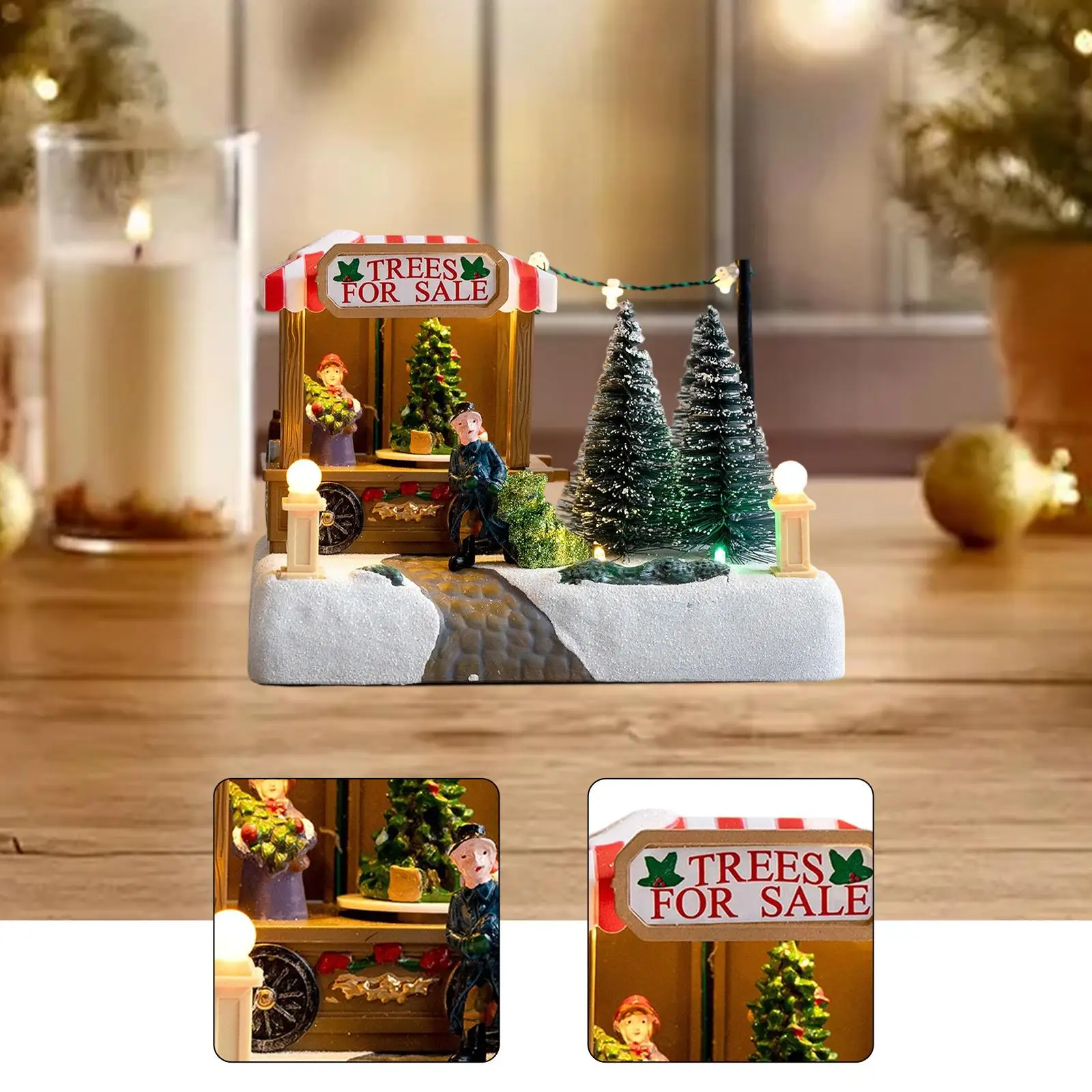 

Рождественская деревня со светом, снежная сцена для фестиваля, домашнего декора в помещении