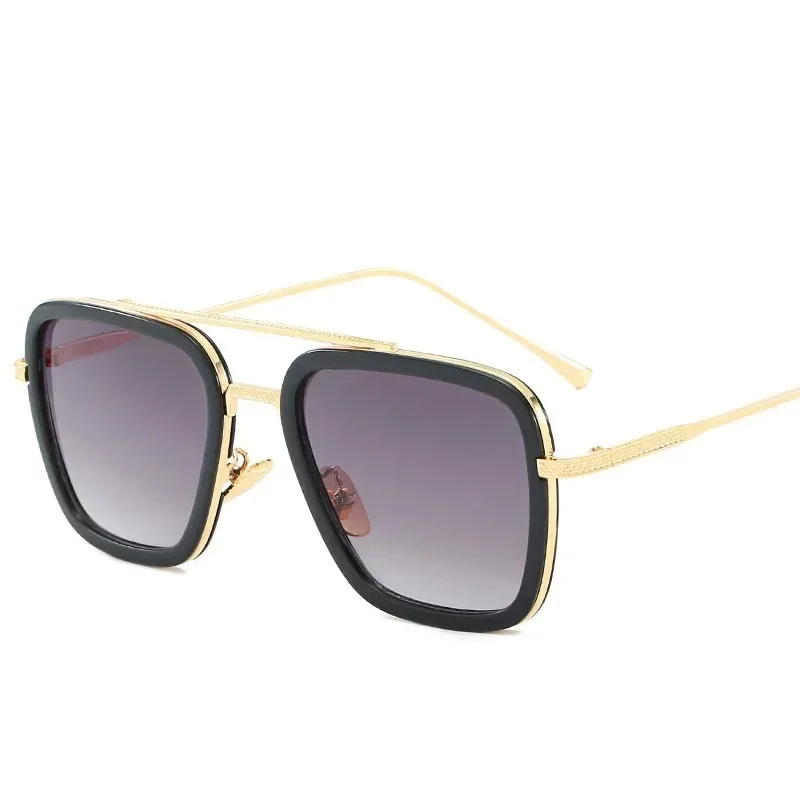 Steam Punk Tony Stark Sunglasses Men Women Fashion Square Driving Glasses Unisex Metal Frame Trendy Shades Oculos De Sol view 4