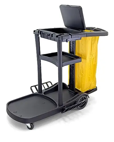 Commercial Housekeeping cart Janitorial cart with Cover and Vinyl Bag, L 52