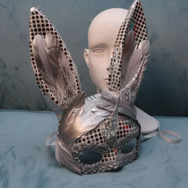Design Bunny Mask for Women Mens Cosply Ball Fancy Dress Props Masquerade Party Carnaval Mask Rabbit Ear Mask Anime Accessories
