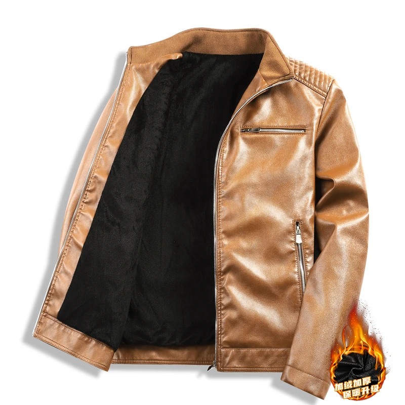 

Men's PU Leather Jacket Stand-Up Collar Punk Motorcycle Style Fashion European American Male Outerwear Slim Fit Versatile Jacket