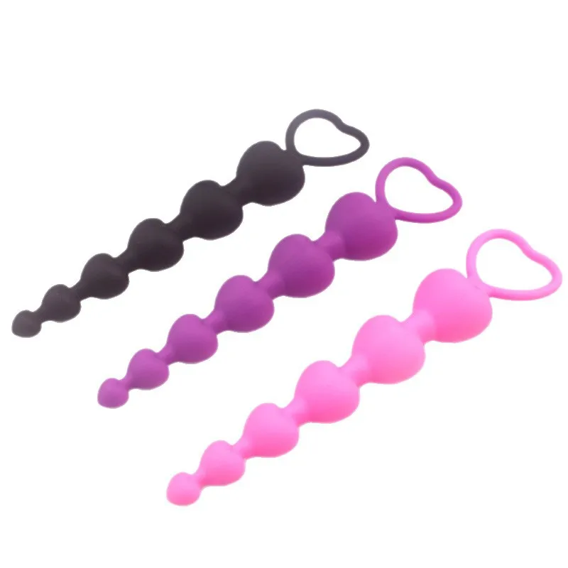 2023 New Heart beads Soft Anal Plug anus Toys Big Balls Silicone G-Spot …Stimulating Butt Plugs   Couple 