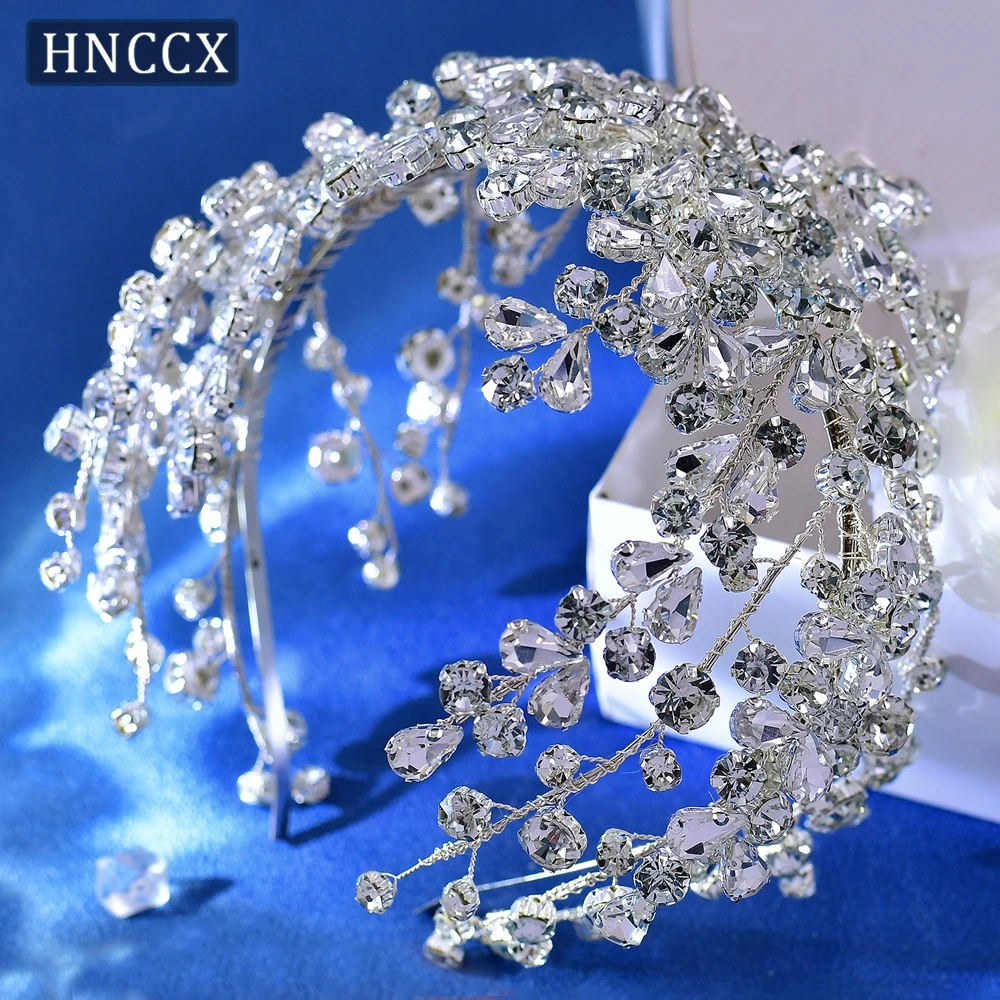 HNCCX Luxury Rhinestone Hair Hoops Bridal Wedding Headdress Shining  Jewelry Hair Ornament Royal Princess Headwear CP700