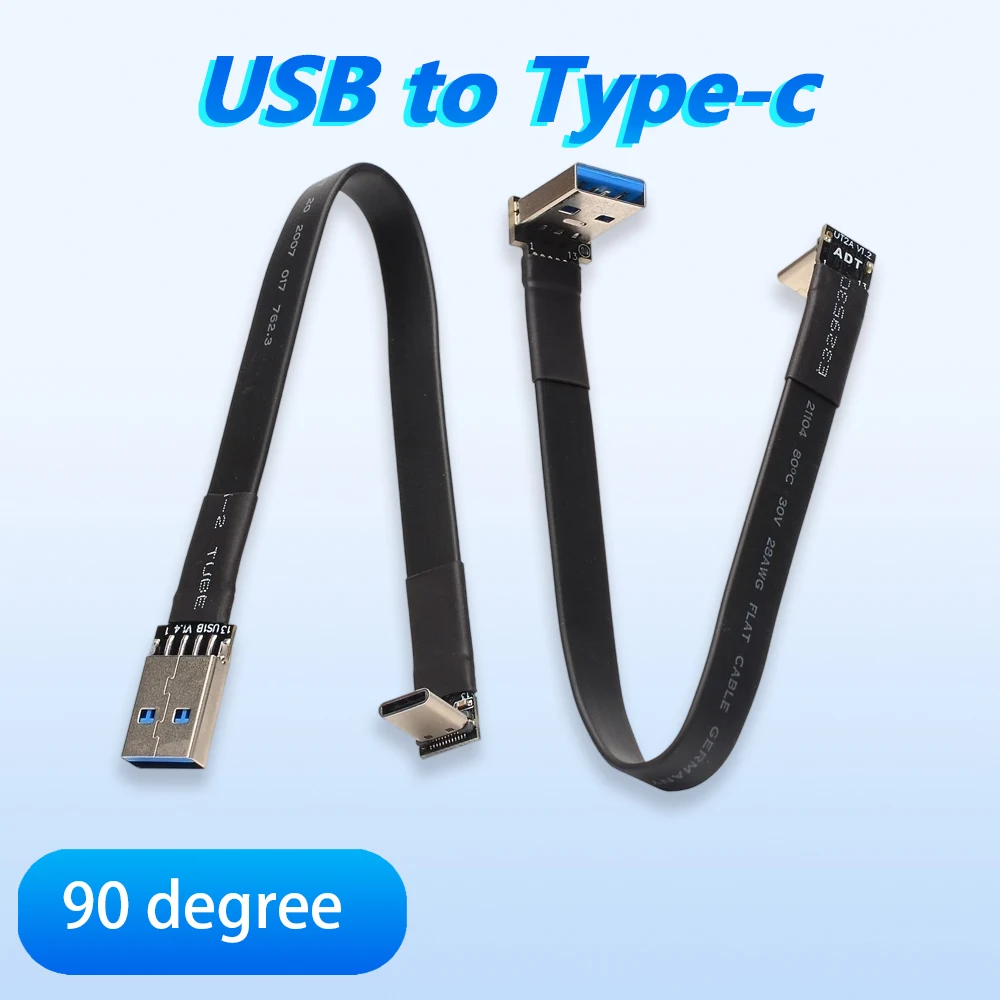 

USB A 3.1 To Type C Gen 2 Flat Ribbon Cable 10G Video Sync Charger Cable FPC FPV Aerial Photography Cord for Internal Computer