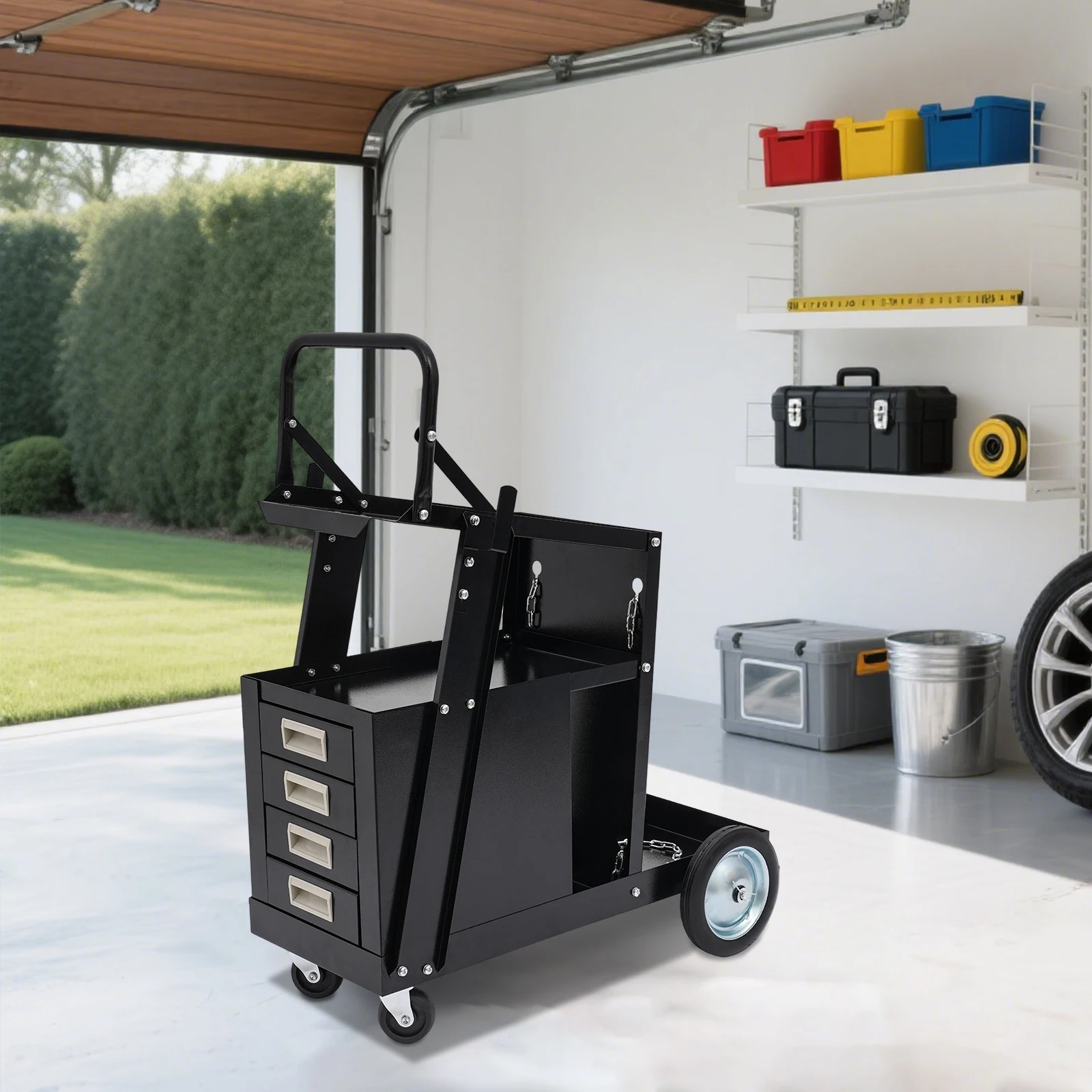 360° Rolling Welding Cart with 4 Drawers for MIG TIG Welder and Plasma Cutter