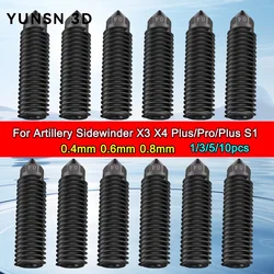 For Artillery Sidewinder X4 X3 Plus/Pro/Plus S1 Hotend Hardened Steel Nozzle Upgrade Volcano Nozzle 0.4 0.6 0.8 3D Printer Parts